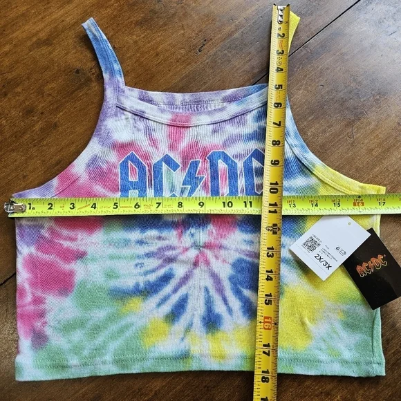 Forever 21 Tie-Dye AC/DC Cropped Cami Spaghetti-strap Size Juniors 2X/3X - Picture 8 of 12